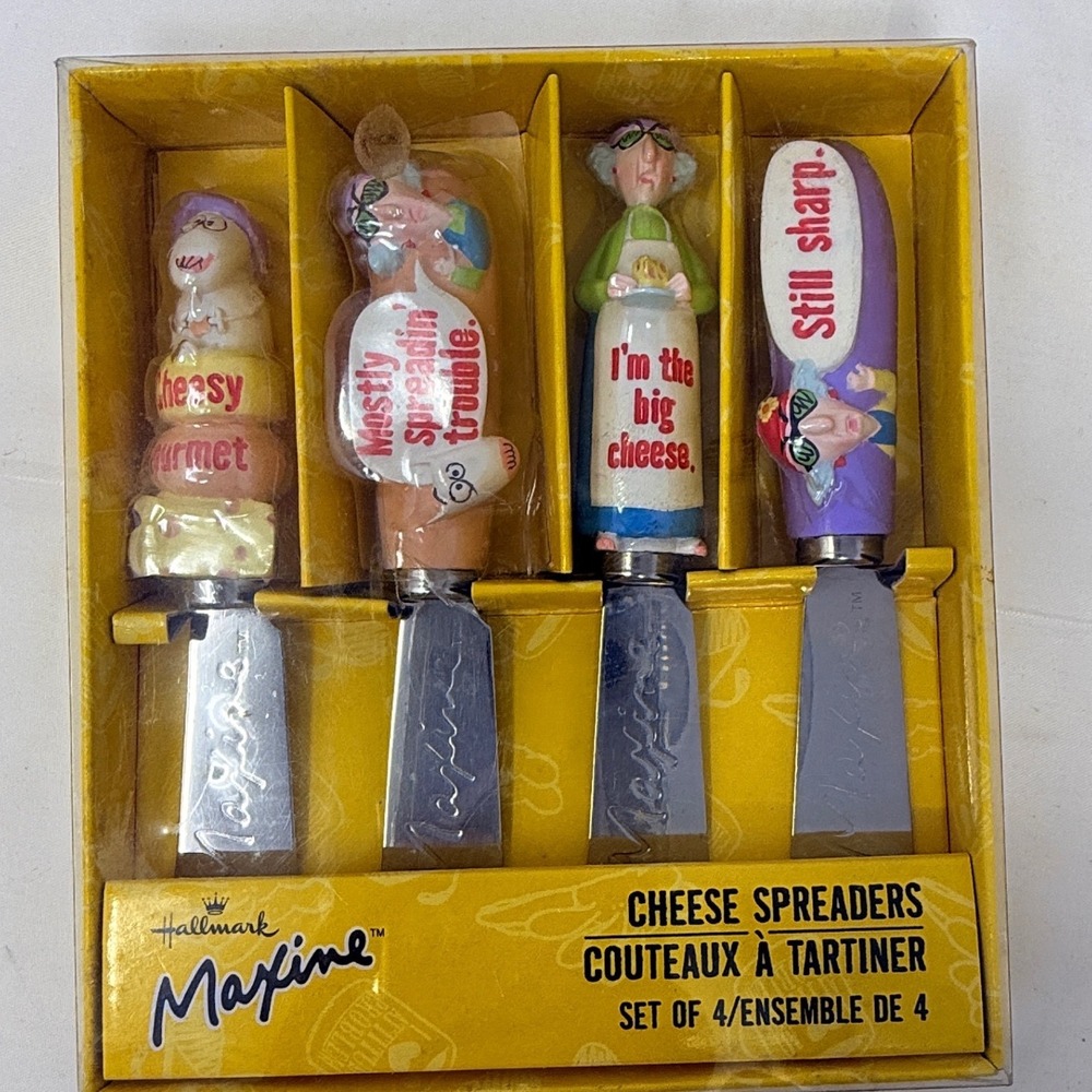 Hallmark Maxine‎ Cheese Spreaders Set of 4 Utensils with Funny Sayings